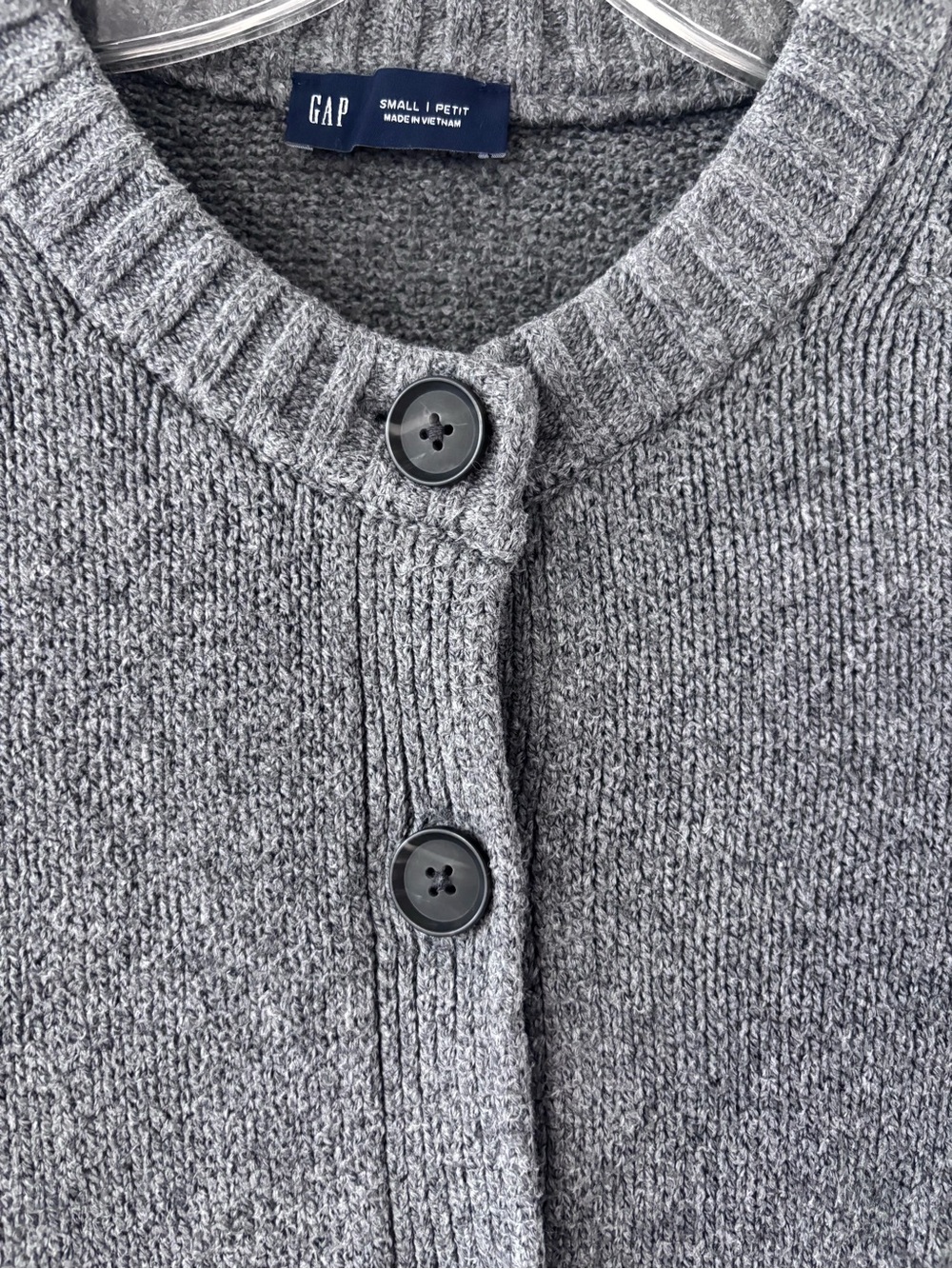 GAP Gray Button-Front Knit Cardigan